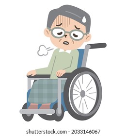 Senior man in a wheelchair with depressed emotions