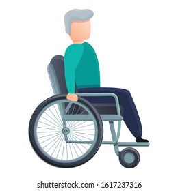 Senior man in wheelchair icon. Cartoon of senior man in wheelchair vector icon for web design isolated on white background