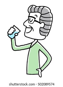 Senior man who drink water