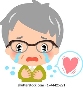 Senior man who is moved and sheds tears