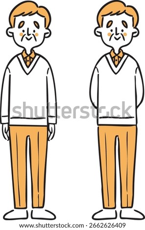 Senior man whole body vector (orange)