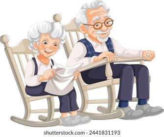 Senior man and woman sitting together, smiling.