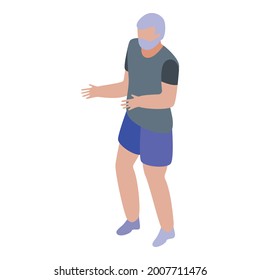 Senior man workout strong icon. Isometric of senior man workout strong vector icon for web design isolated on white background