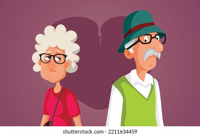 
Senior Married Couple Fighting Not Talking to Each Other Vector Cartoon. Grandparents having a quarrel arguing and offering the silence treatment 
