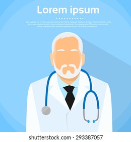 Senior Medical Doctor Profile Icon Male Portrait Flat Design Vector Illustration
