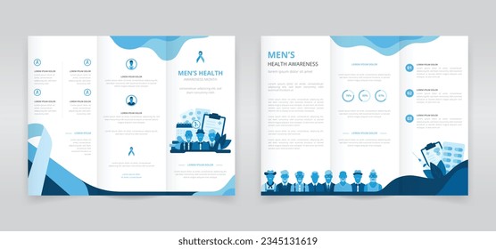 Senior men's health awareness or prostate cancer awareness month trifold brochure, pamphlet, triptych leaflet or flyer template