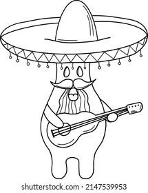 Senior mushroom  singing a song on his favorite guitar