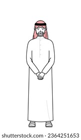 Senior Muslim Man bowing with folded hands, Vector Illustration