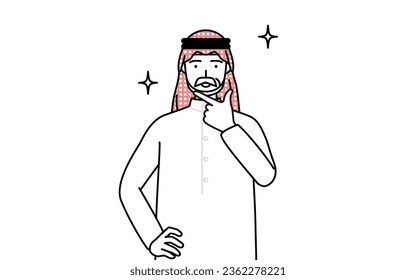 Senior Muslim Man in a confident pose, Vector Illustration