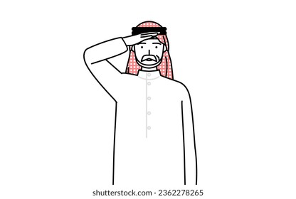 Senior Muslim Man making a salute, Vector Illustration