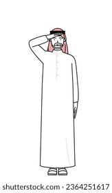 Senior Muslim Man making a salute, Vector Illustration