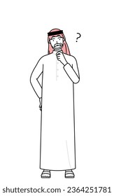 Senior Muslim Man nodding his head in question, Vector Illustration