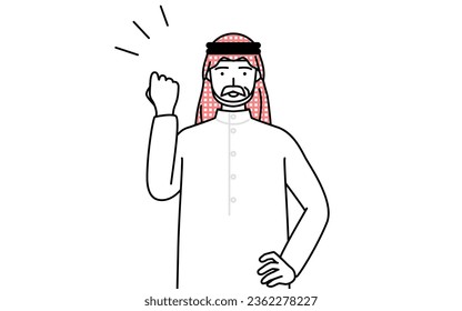 Senior Muslim Man posing with guts, Vector Illustration