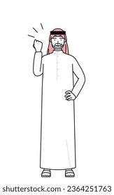 Senior Muslim Man posing with guts, Vector Illustration