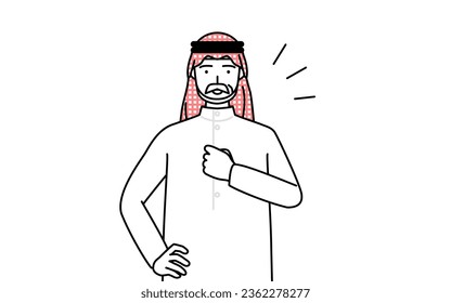 Senior Muslim Man tapping his chest, Vector Illustration