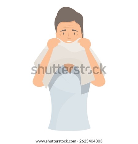 Senior nurse is drying her face with a towel after washing it