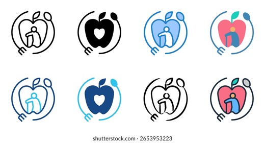 Senior Nutrition-Symbol setzt mehrere Stilkollektion 
