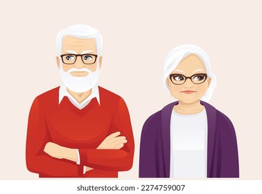 Senior old angry woman and man vector negative emotion illustration isolated