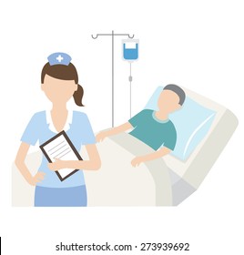 Senior Patient In Hospital Bed With Nurse