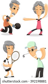 senior people doing exercise set
