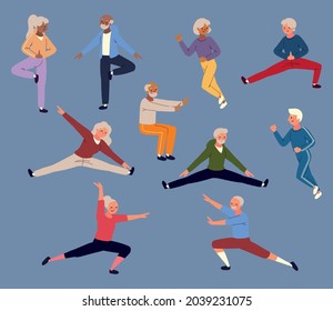 senior people doing sport activity set