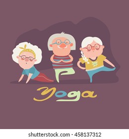 Senior people doing yoga exercise