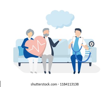 Senior people getting a checkup at a hospital