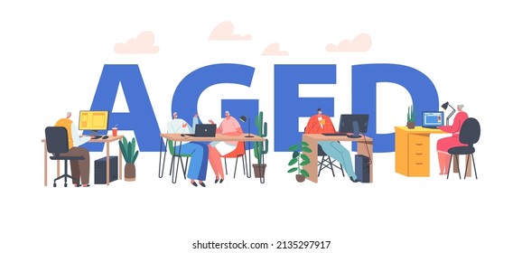 Senior People Using Gadgets and Smart Devices Concept. Aged Male and Female Old Characters Sitting at Home Communicate via Internet Poster, Banner or Flyer. Cartoon People Vector Illustration