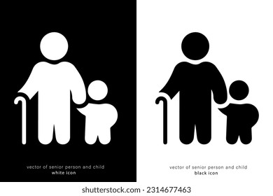senior person and child icon vector 