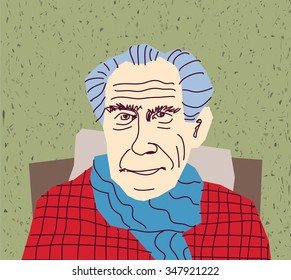 Senior portrait character. Color vector illustration. EPS8 