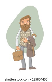 senior professor with newspaper - vector illustration
