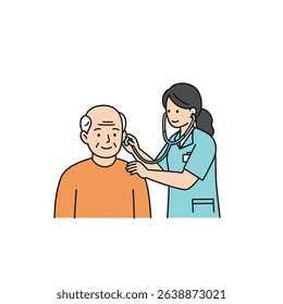 Senior Receiving Medical Checkup Healthcare Professional Geriatric Wellness Care