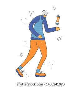 Senior runners. Elderly woman jogging isolated. Vector design.