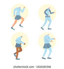 Senior runners. Old person jogging isolated. Vector design.