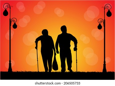 Senior .Silhouettes of people. 