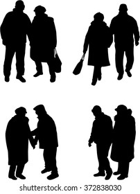 Senior .Silhouettes of people.