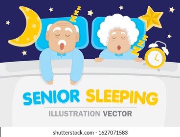 Senior sleeping illustration vector with copy space to put your text.