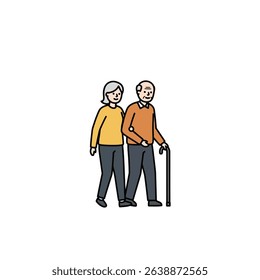 Senior Taking Walk Companion Support Active Aging Companionship Exercise