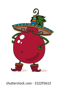 Senior tomato, vector drawing