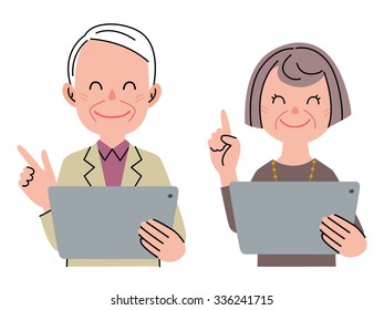 Senior using a tablet