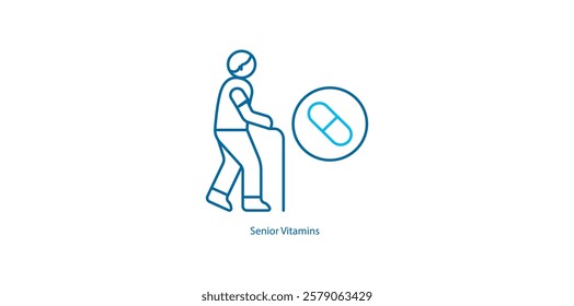 Senior Vitamins: Vector Icon for Healthy Aging