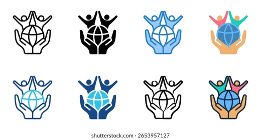 Conjunto de iconos de voluntariado senior colección de estilo múltiple 

