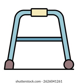 Senior walker icon. Outline senior walker vector icon color flat isolated on white