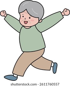 a senior who runs with a smile