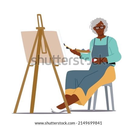 Similar – Image, Stock Photo Elderly woman artist holding a paintbrush in a studio