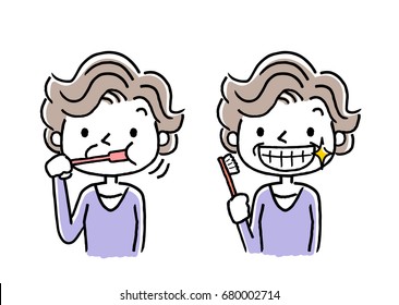 Senior Woman Brushing Teeth