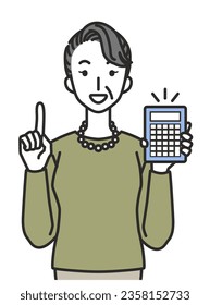 a senior woman with calculator