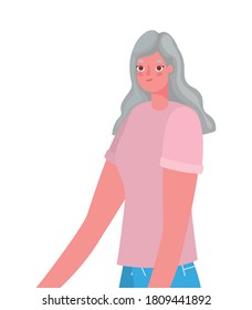 Senior woman cartoon design, grandmother and old female person theme Vector illustration