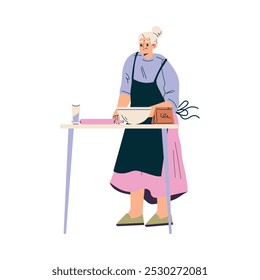 Personagem sênior Cozinhar e Cozimento Ilustração Vetor