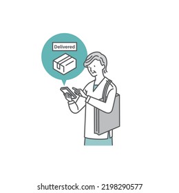 Senior woman checking the delivery status with a smartphone app